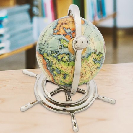 Vintiquewise Educational Decorative World Globe on Sailor Wheel for Office, Home, and School QI004397